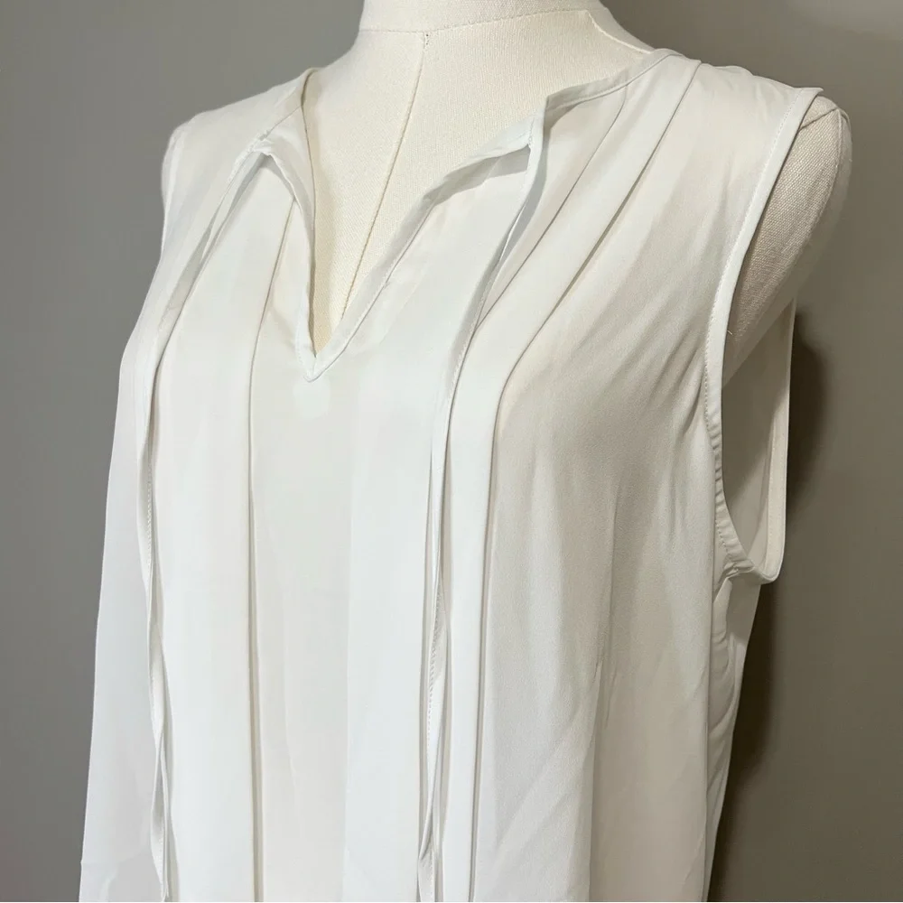 J. Crew Sleeveless Pleated Tie Neck Top Size M